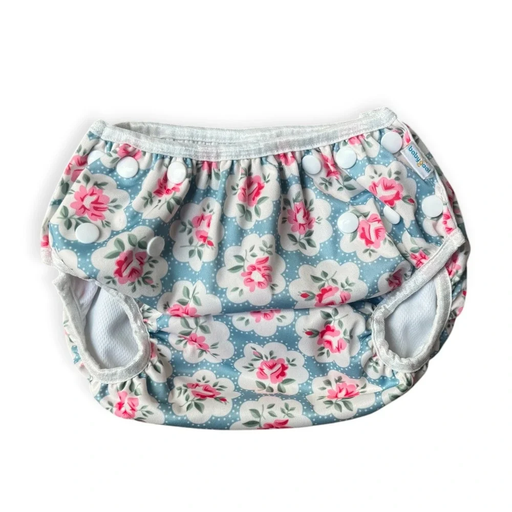 Babygoal Reusable Cloth Diaper Cover Blue Floral Pink Rose Adjustable Snaps
